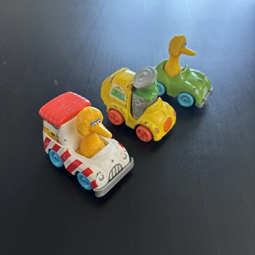 Vintage 1980s Playskool Sesame Street Cars‎ Diecast Big Bird Oscar Grouch Lot 3